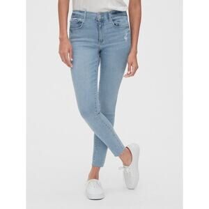 Gap Light Wash Blue Mid Rise Favorite Jeggings with Raw Hem Skinny Size 6/28